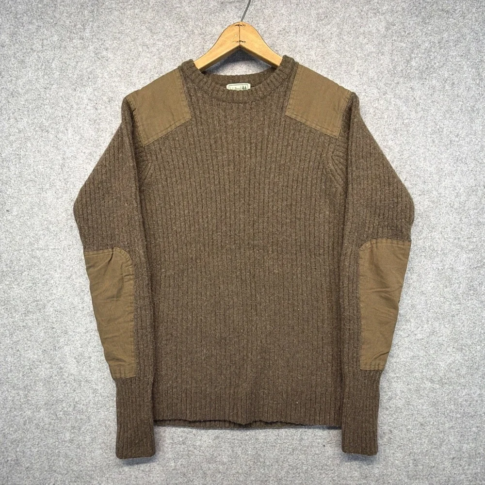 LL Bean Commando Sweater Mens Large Tall Lambswool Ribbed Brown